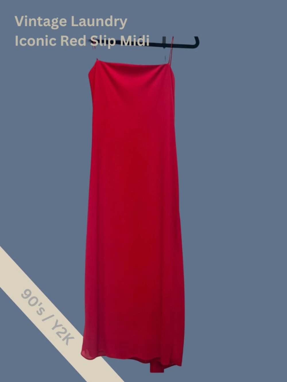 Iconic Laundry By Shelli Segal Red Slip Midi Dress 90’s
